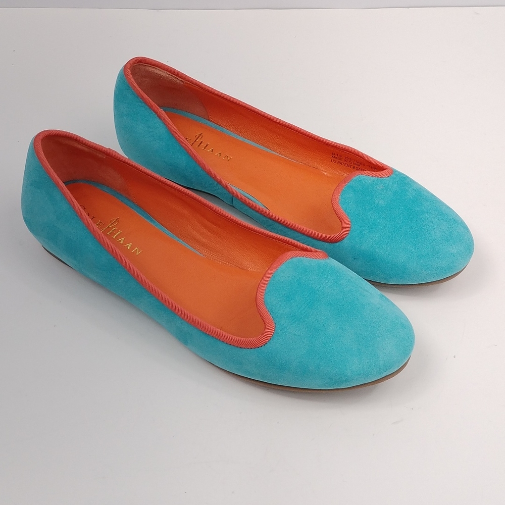 Cole Haan Turquoise and Coral Flats
